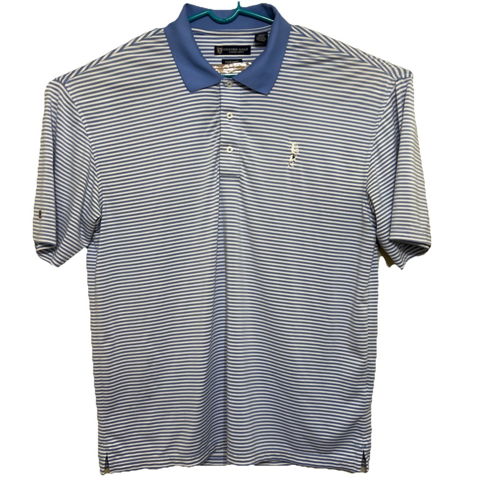 Oxford Golf Polo Men's XL Super Dry Coolmax   Blue and‎ White